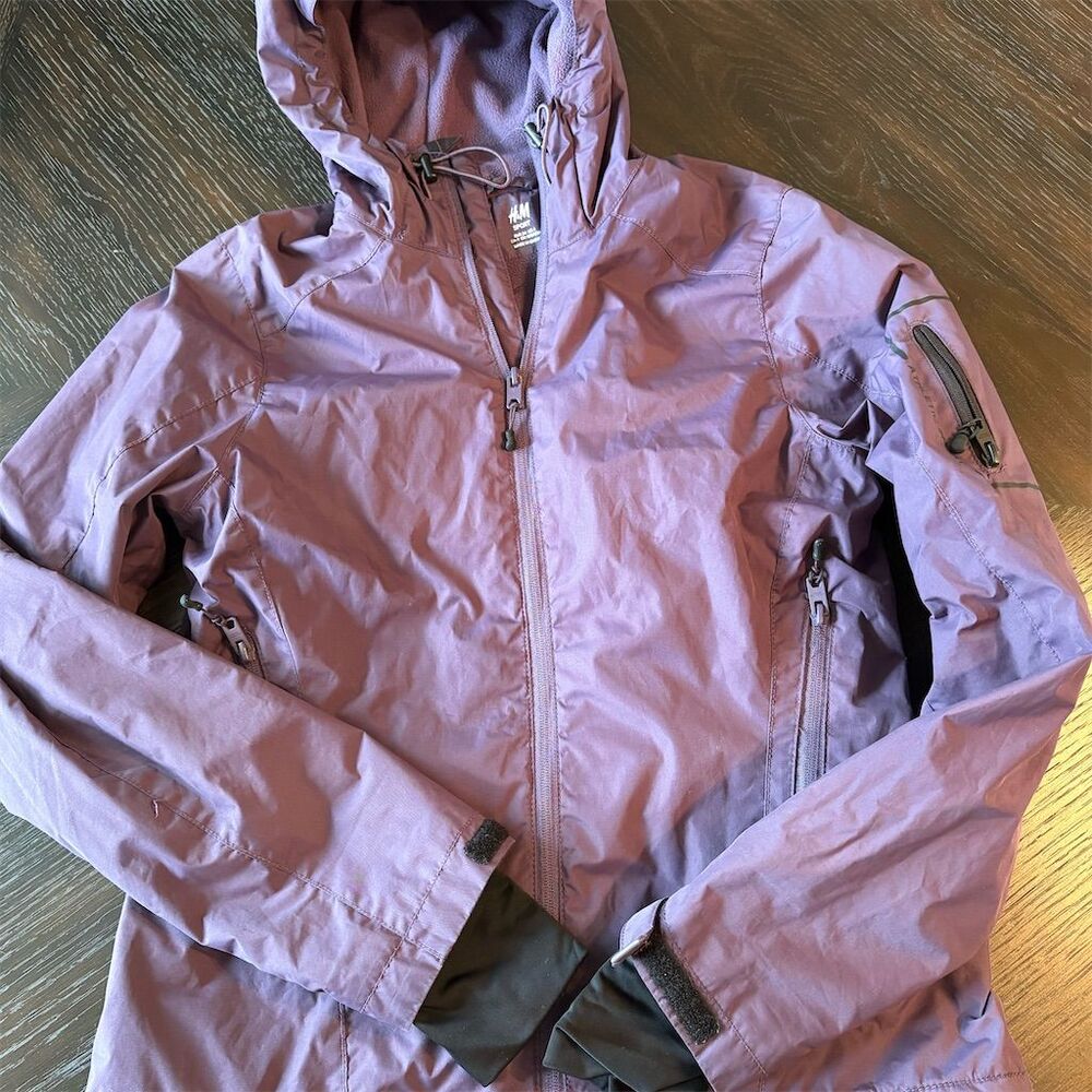 H&M Sport Women's Purple Hooded Jacket Size 4 ‎ Full Zip Casual